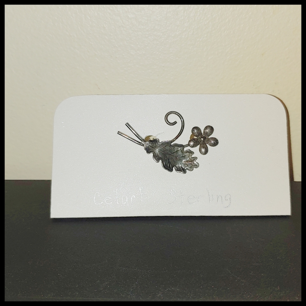 Vintage Celart Costume Jewelry Sterling Flower Pin